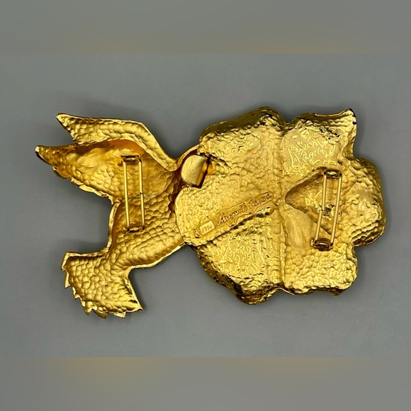 MARGARITA BARRERA Flower Magnolia Hummingbird Belt Buckle, 24k Gold Plated, 1990 - Picture 2 of 10